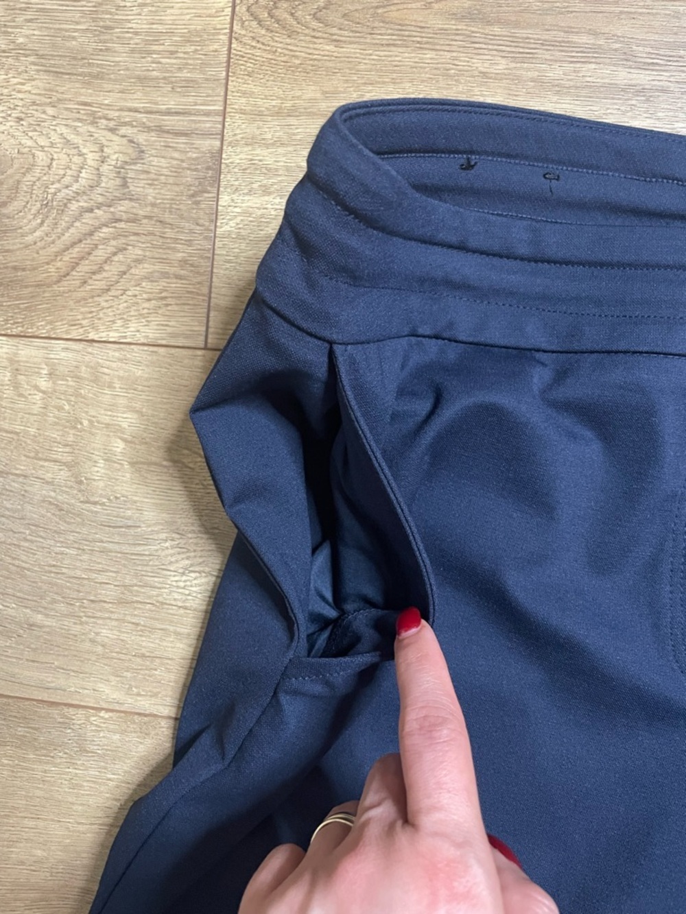 Dalia Navy Stretch Pull-On straight-leg trousers with drawstring waist size L - Picture 5 of 12